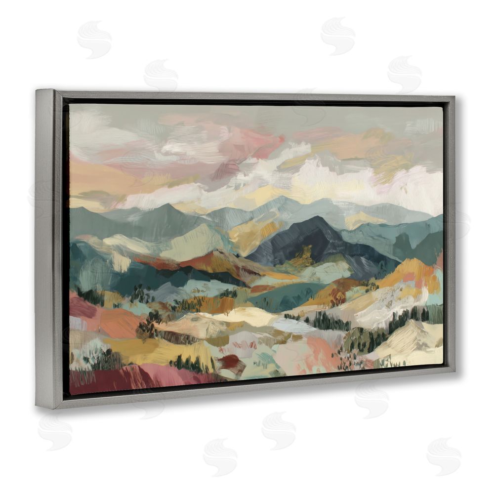 Chromatic Storm Studio Mountain Valley Vista Gray Floating Framed Canvas Wall Art