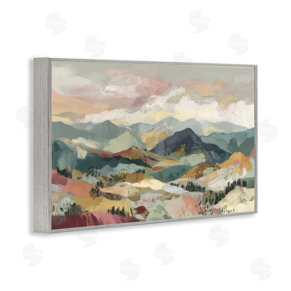 Chromatic Storm Studio Mountain Valley Vista Gray Framed Giclee Wall Art