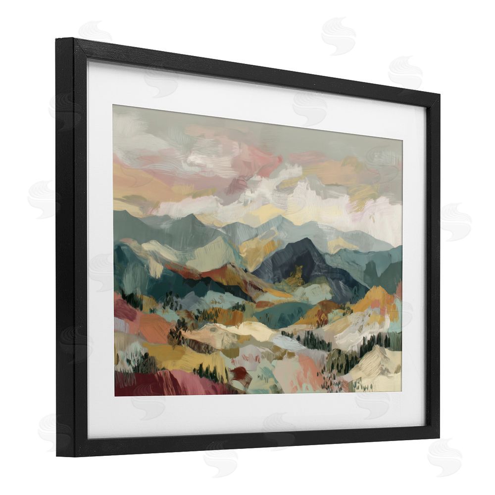 Chromatic Storm Studio Mountain Valley Vista Black Framed Print Under Glass Wall Art