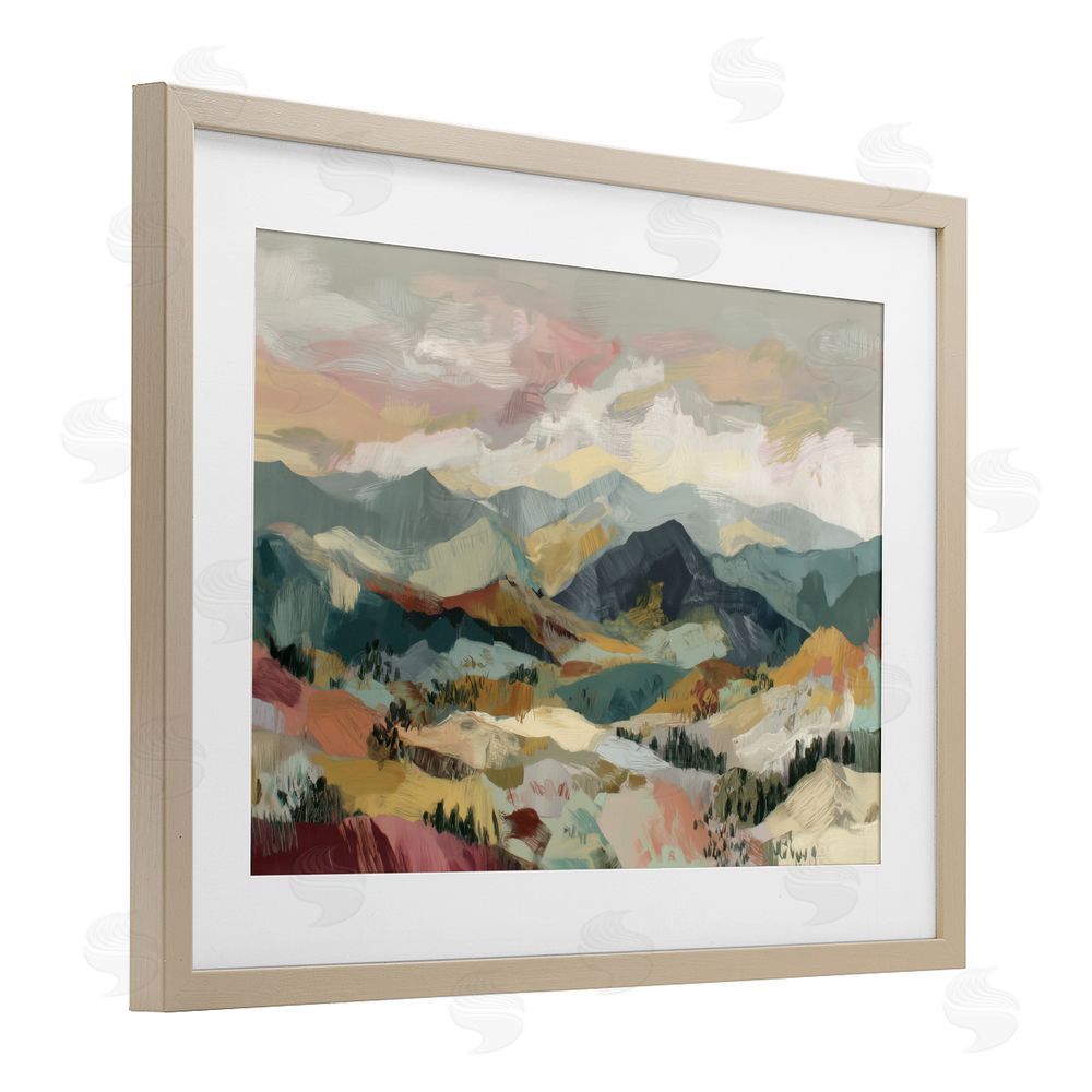Chromatic Storm Studio Mountain Valley Vista Brown Framed Print Under Glass Wall Art