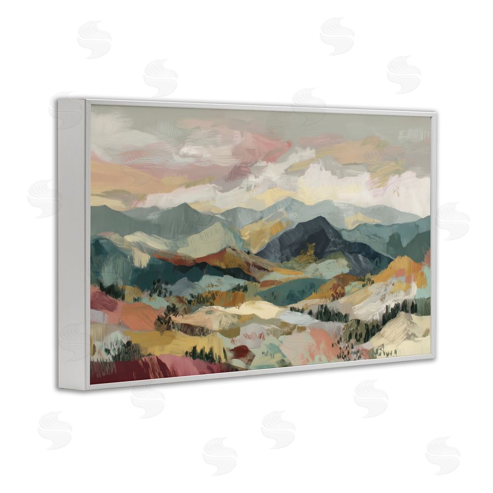 Chromatic Storm Studio Mountain Valley Vista White Framed Giclee Wall Art
