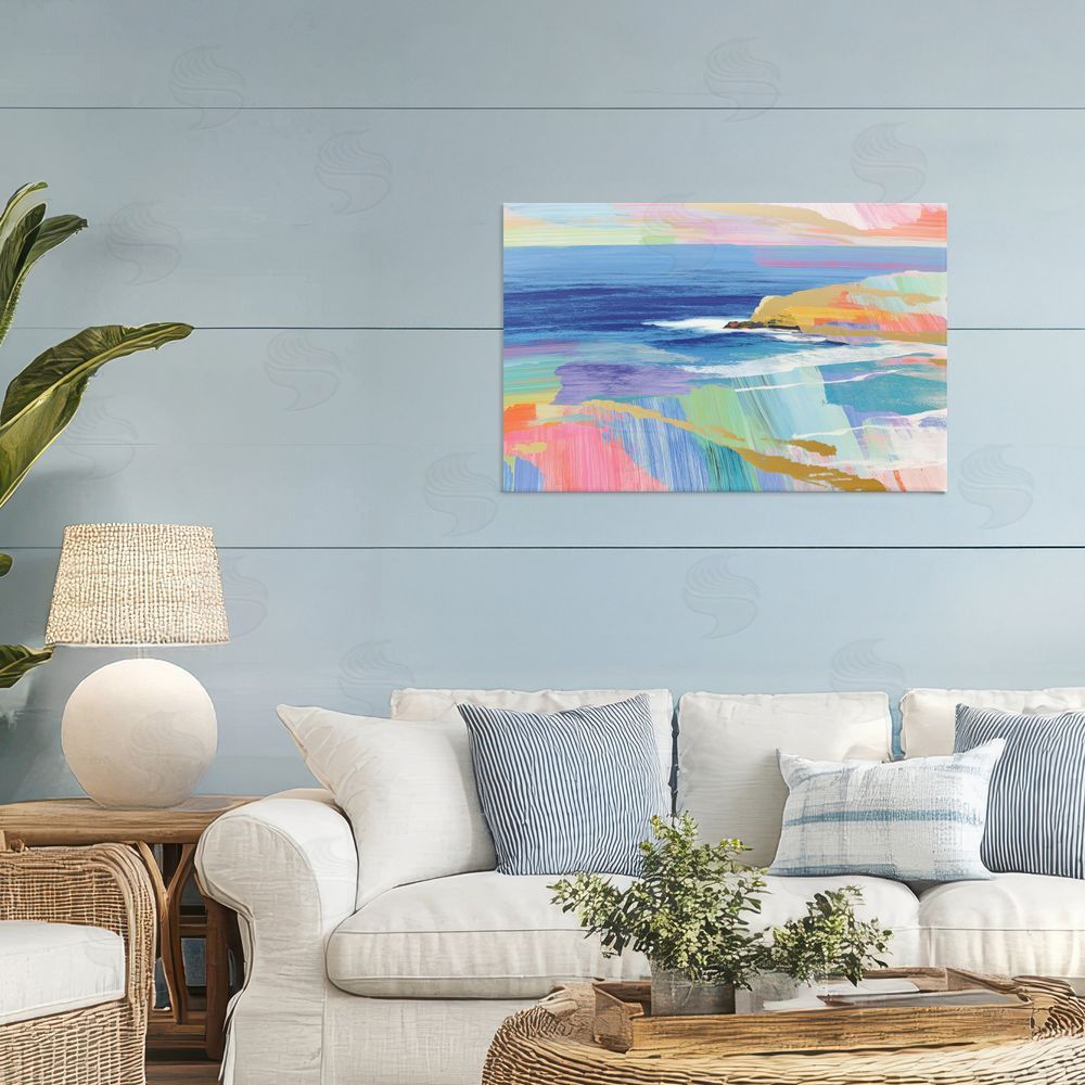 Chromatic Storm Studio Hawaii Coastline Abstraction Stretched Canvas Wall Art in Room