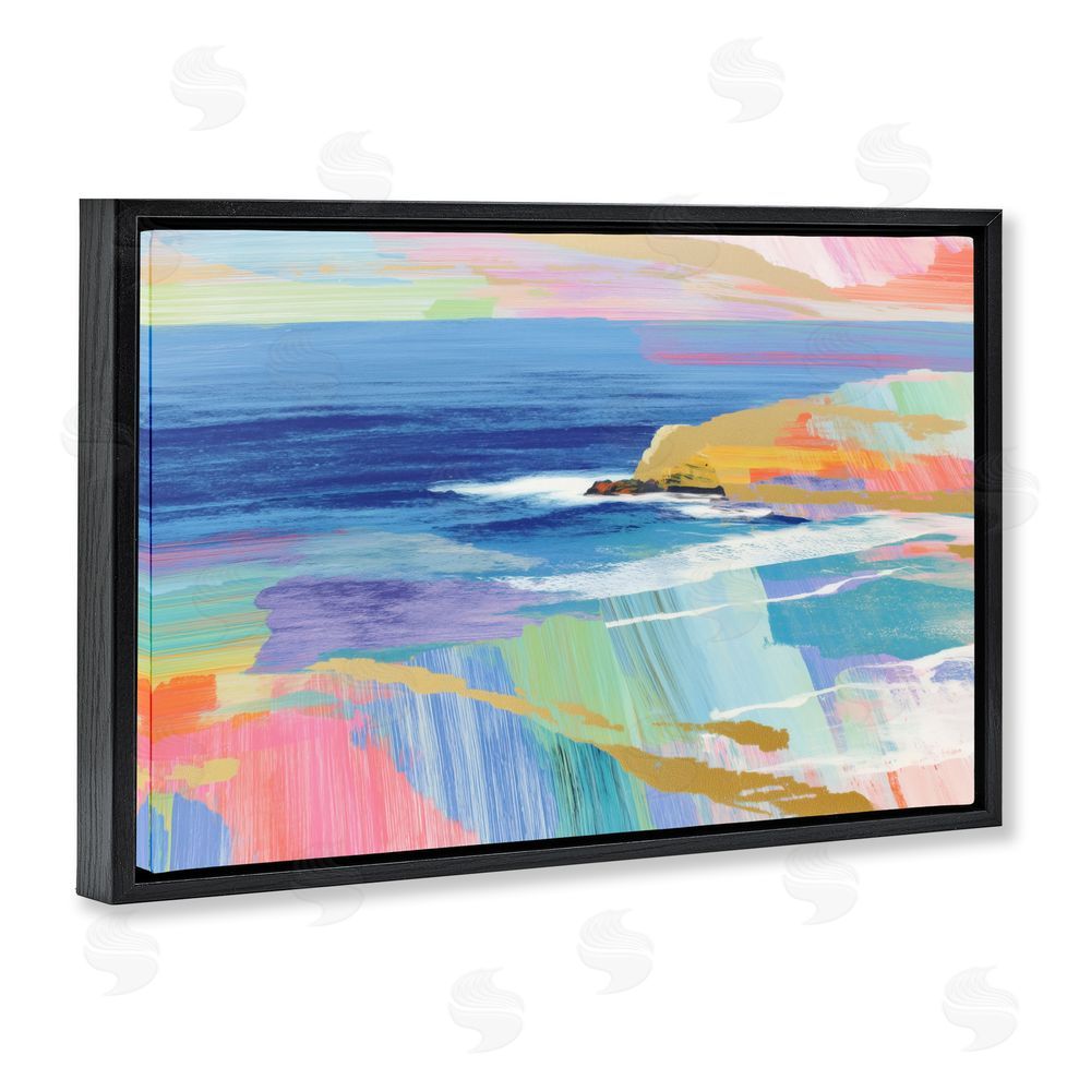 Chromatic Storm Studio Hawaii Coastline Abstraction Black Floating Framed Canvas Wall Art