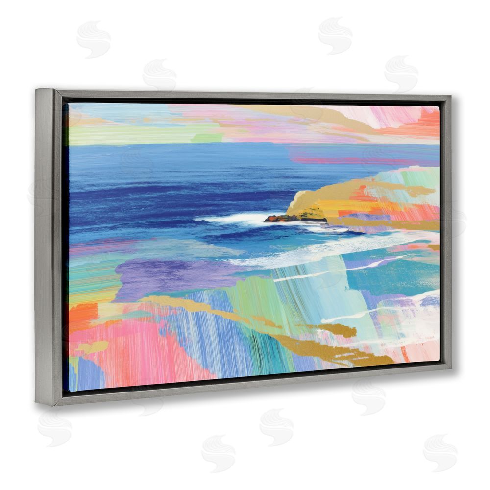 Chromatic Storm Studio Hawaii Coastline Abstraction Gray Floating Framed Canvas Wall Art