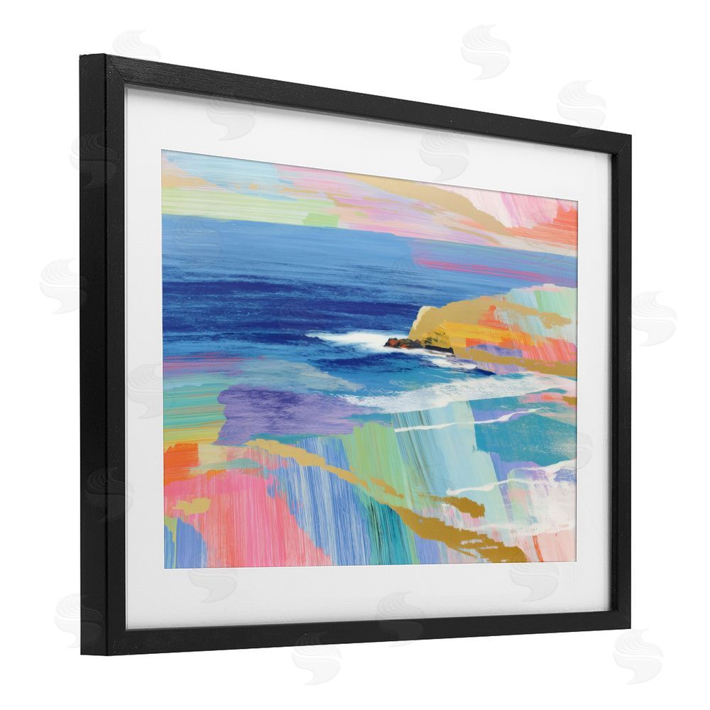 Chromatic Storm Studio Hawaii Coastline Abstraction Black Framed Print Under Glass Wall Art
