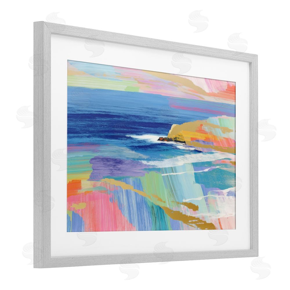 Chromatic Storm Studio Hawaii Coastline Abstraction Gray Framed Print Under Glass Wall Art