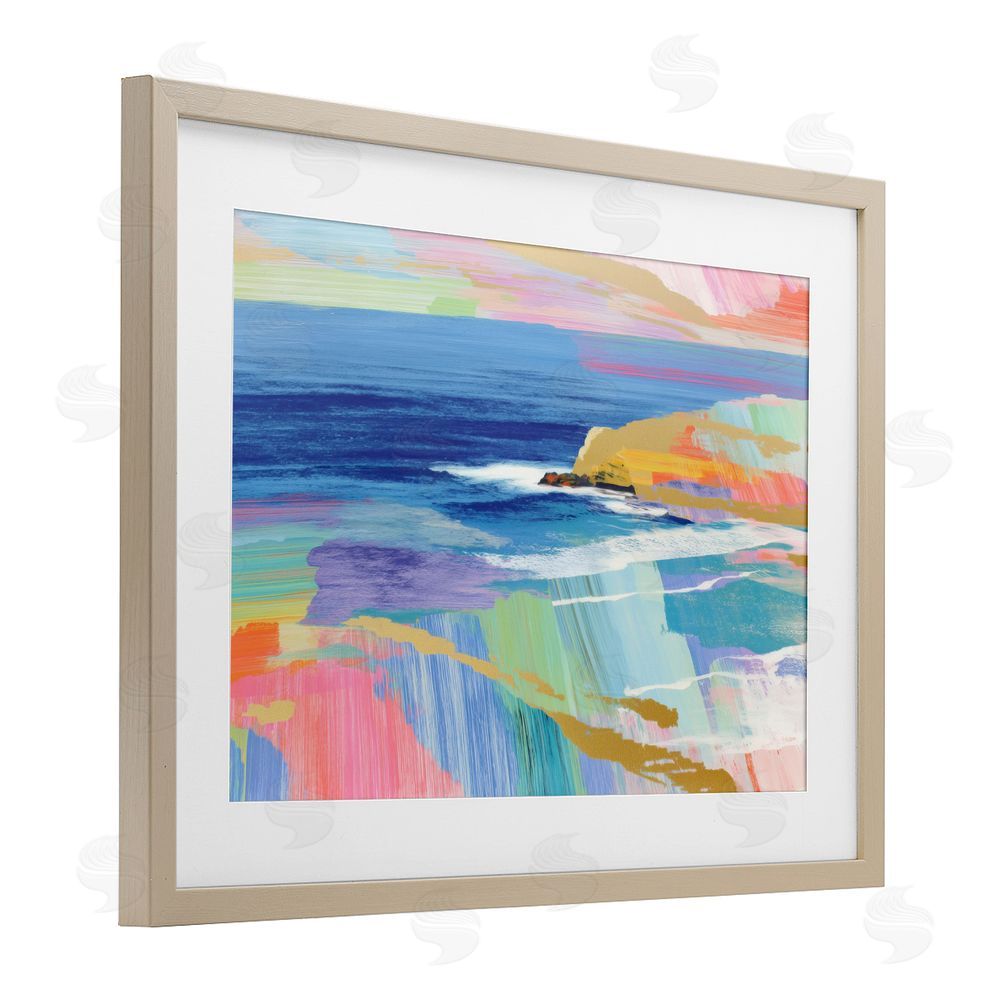 Chromatic Storm Studio Hawaii Coastline Abstraction Brown Framed Print Under Glass Wall Art