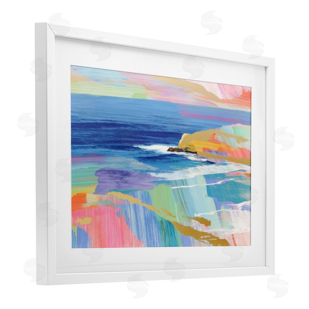 Chromatic Storm Studio Hawaii Coastline Abstraction White Framed Print Under Glass Wall Art