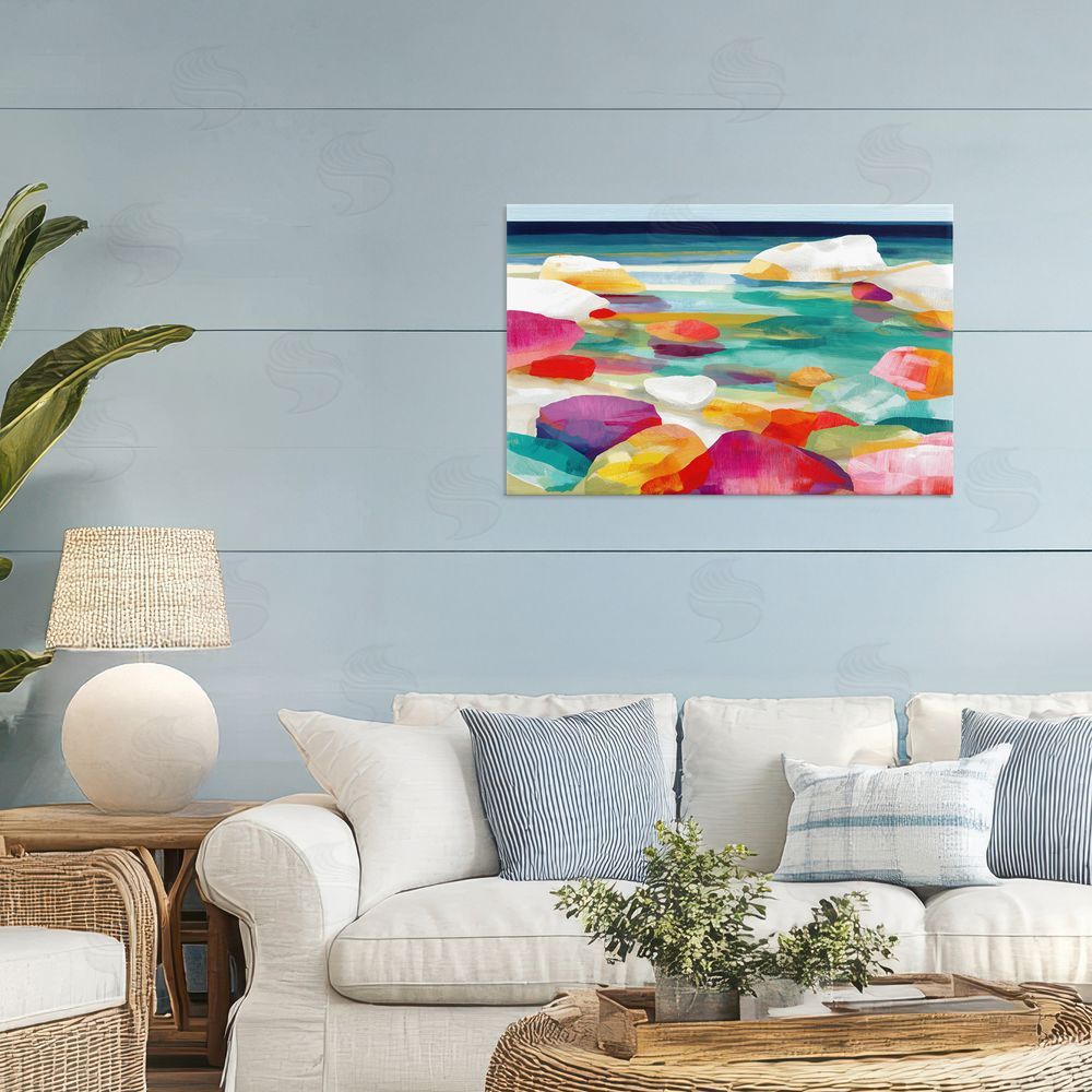 Chromatic Storm Studio Vivid Stones By The Shore Stretched Canvas on Wall