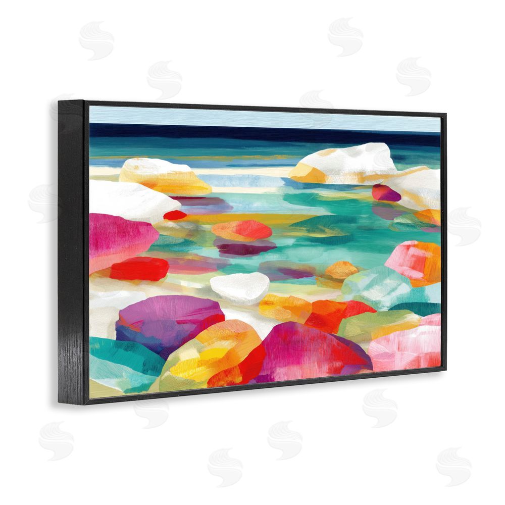 Chromatic Storm Studio Vivid Stones By The Shore Black Framed Giclee Wall Art Print
