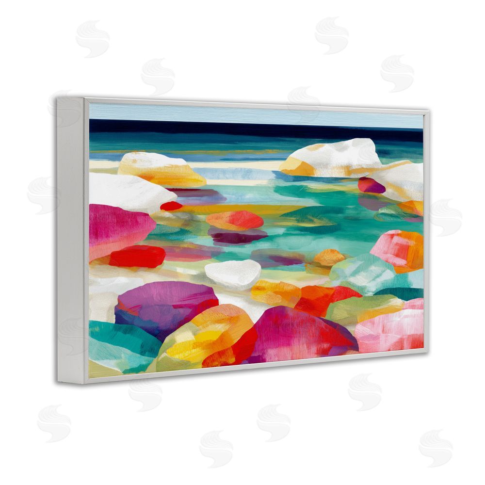 Chromatic Storm Studio Vivid Stones By The Shore White Framed Giclee Wall Art Print
