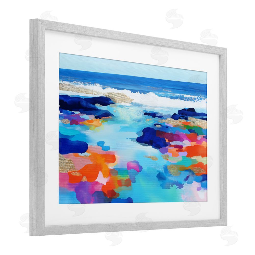 Chromatic Storm Studio Coastal Pools Overlay Abstraction Gray Framed Print Under Glass Wall Art