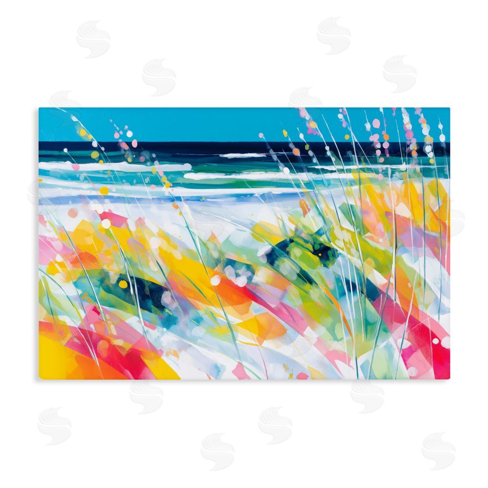 Chromatic Storm Studio Sea Oats & Ocean Breeze Abstract Stretched Canvas Wall Art Print