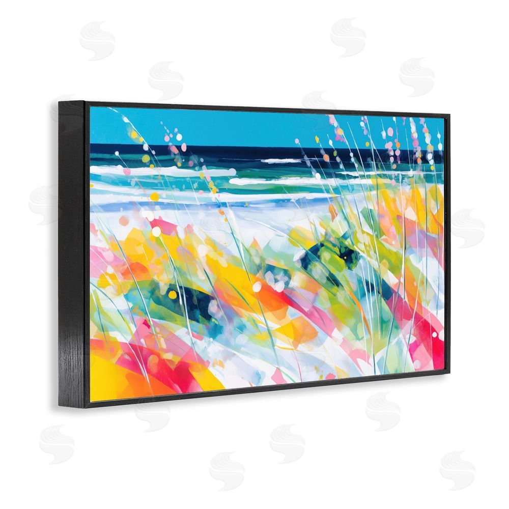 Chromatic Storm Studio Sea Oats & Ocean Breeze Abstract Black Framed Giclee Wall Art Print