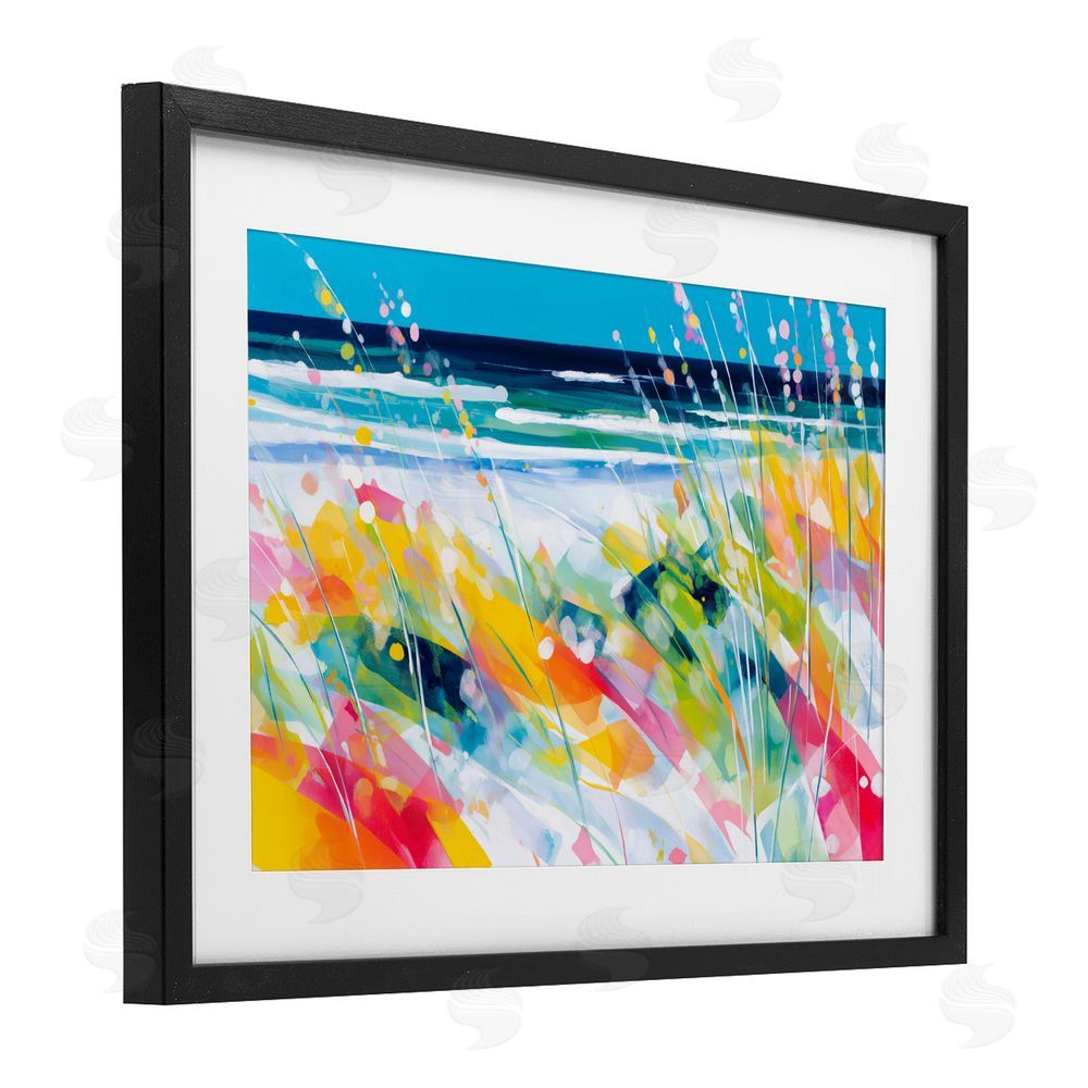 Chromatic Storm Studio Sea Oats & Ocean Breeze Abstract Black Framed Print Under Glass with White Mat Wall Art