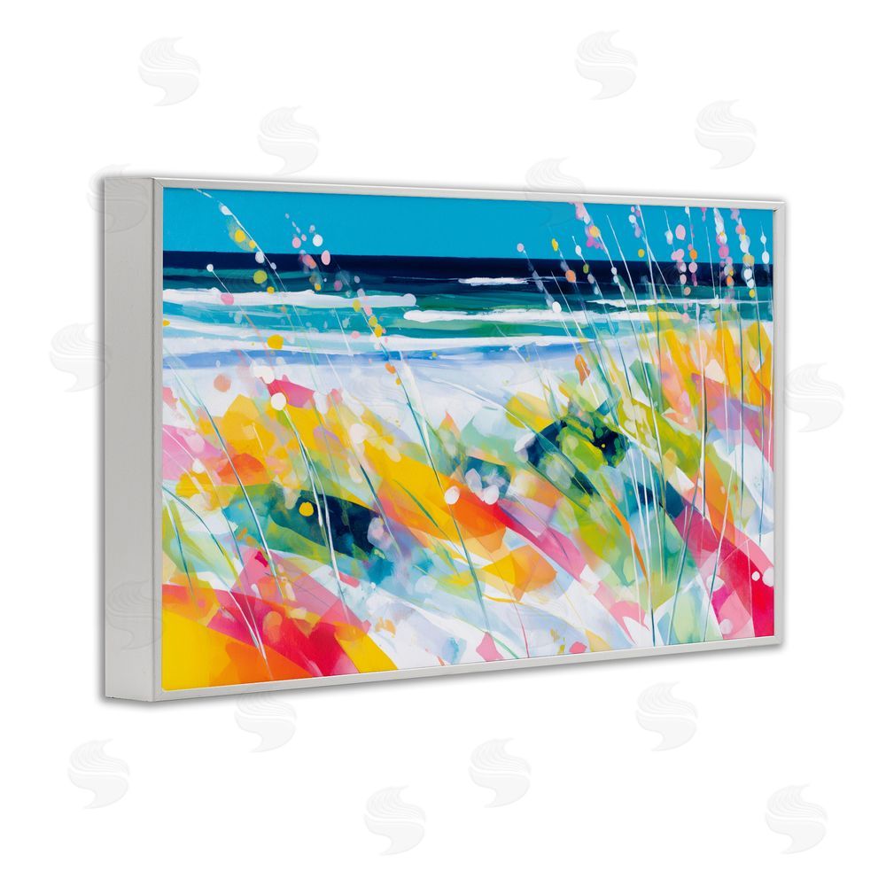 Chromatic Storm Studio Sea Oats & Ocean Breeze Abstract White Framed Giclee Wall Art Print