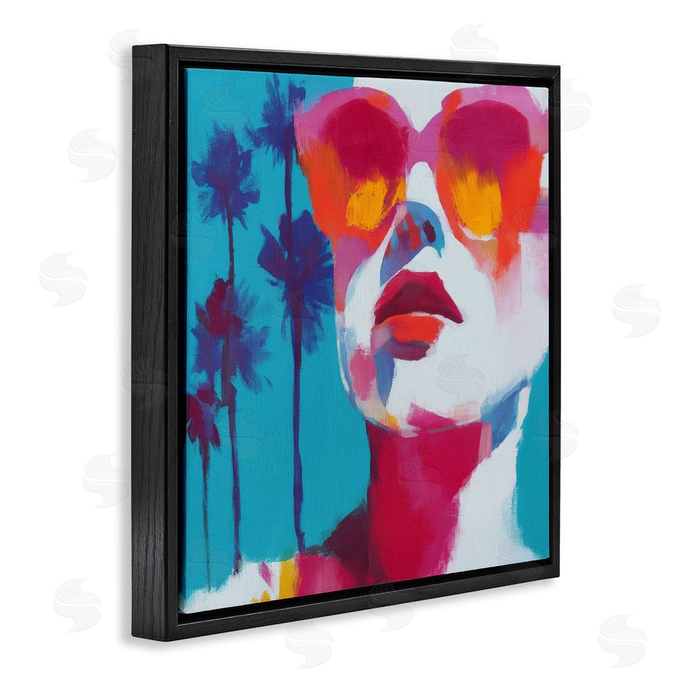 Chromatic Storm Studio Expressive Palm Tree Gaze Black Floating Framed Canvas Wall Art
