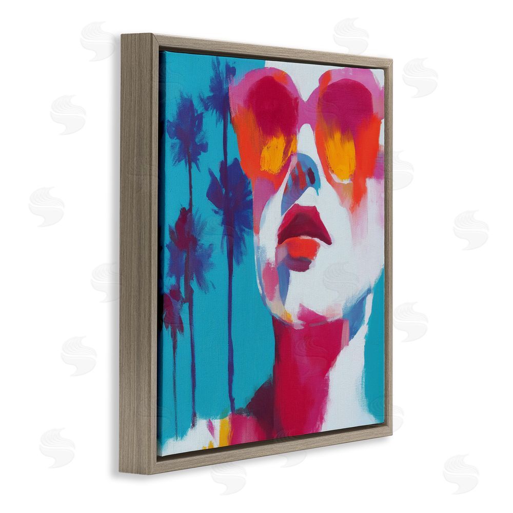 Chromatic Storm Studio Expressive Palm Tree Gaze Brown Floating Framed Canvas Wall Art
