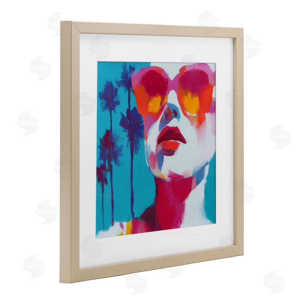 Chromatic Storm Studio Expressive Palm Tree Gaze Brown Framed Print Under Glass Wall Art