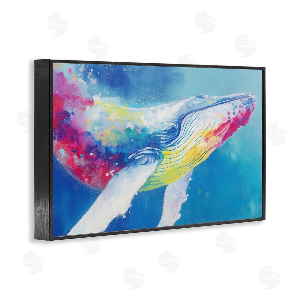 Chromatic Storm Studio Breaching Humpback Whale Black Framed Giclee Wall Art Print