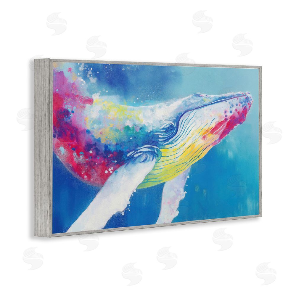 Chromatic Storm Studio Breaching Humpback Whale Gray Framed Giclee Wall Art Print
