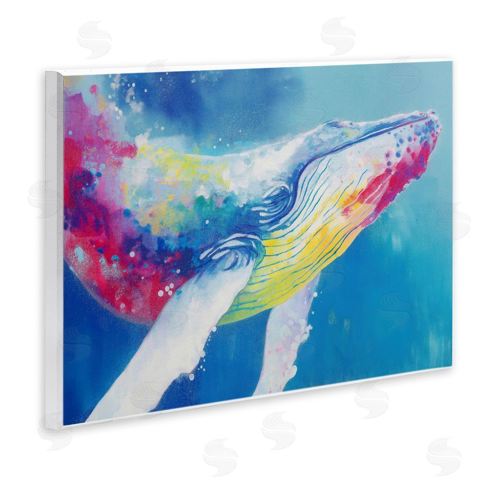 Chromatic Storm Studio Breaching Humpback Whale Wall Plaque Art Print with White Foil Wrap