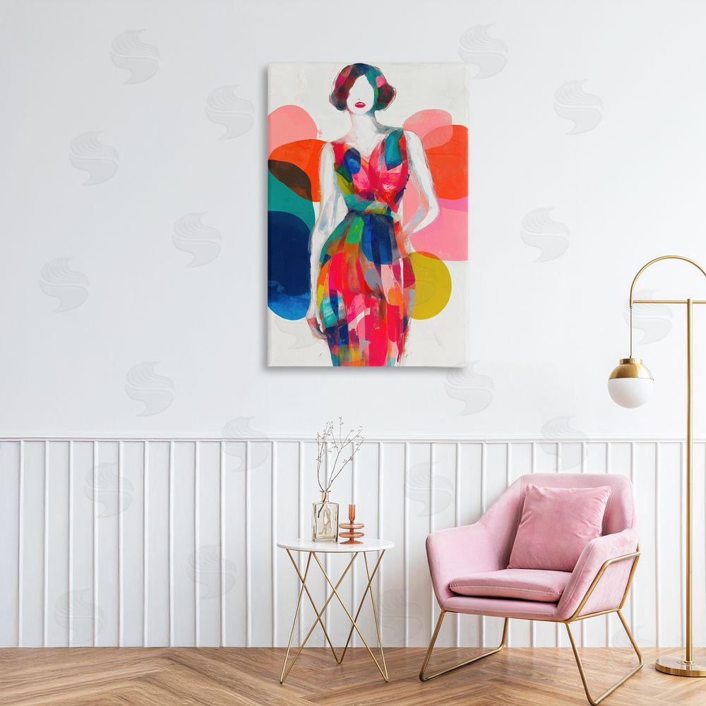 Chromatic Storm Studio Deco Fashion Woman Stretched Canvas Wall Art in Room