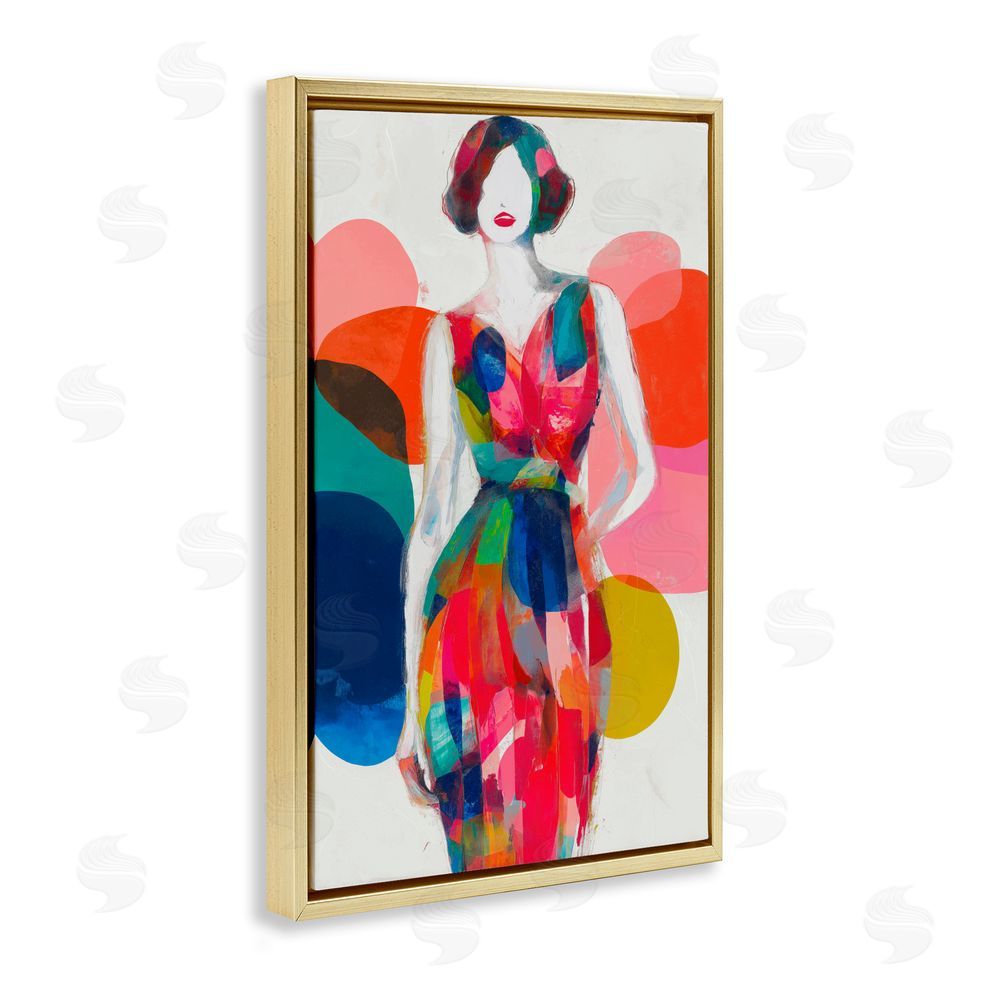 Chromatic Storm Studio Deco Fashion Woman Gold Floating Frame Canvas Wall Art Print