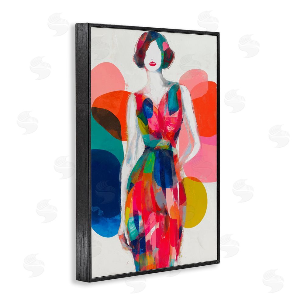 Chromatic Storm Studio Deco Fashion Woman Black Framed Giclee Wall Art Print