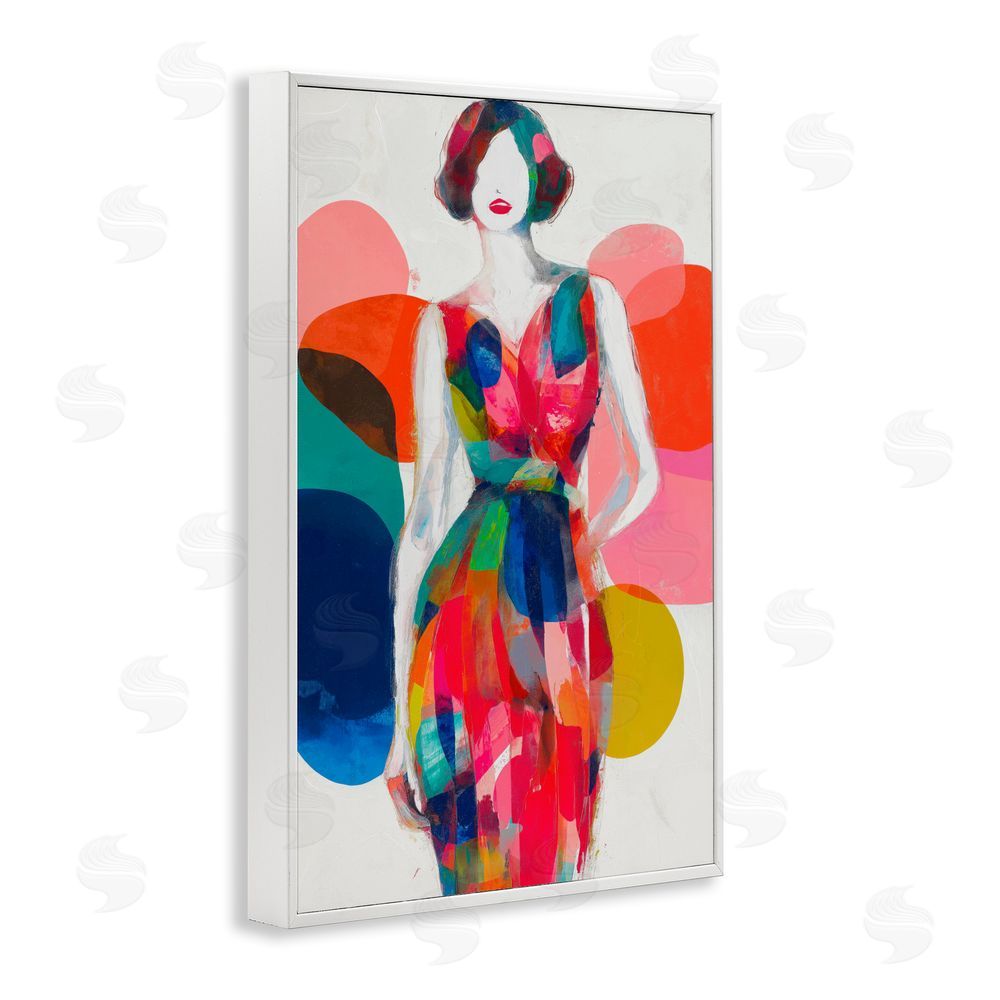 Chromatic Storm Studio Deco Fashion Woman White Framed Giclee Wall Art Print