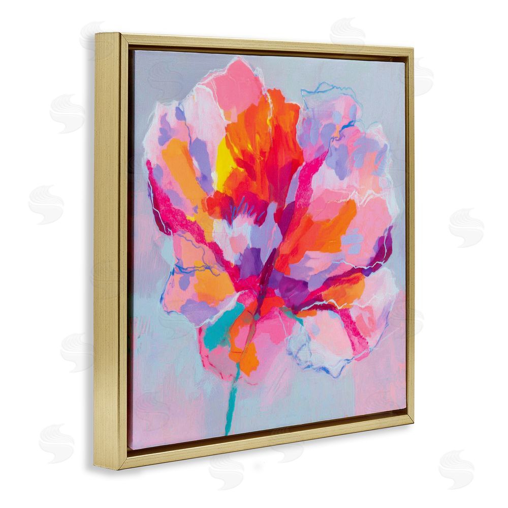 Chromatic Storm Studio The Open Petal Expression Gold Floating Framed Canvas Wall Art Print