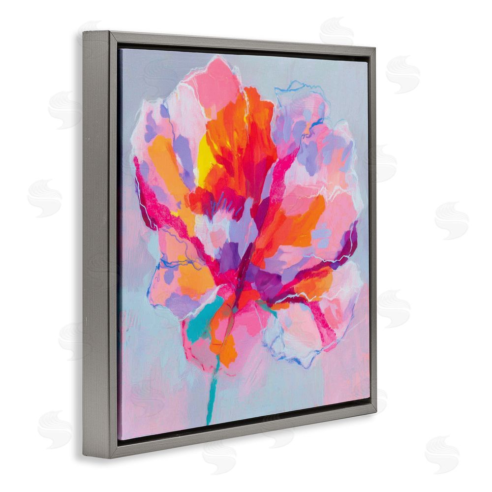 Chromatic Storm Studio The Open Petal Expression Gray Floating Framed Canvas Wall Art Print
