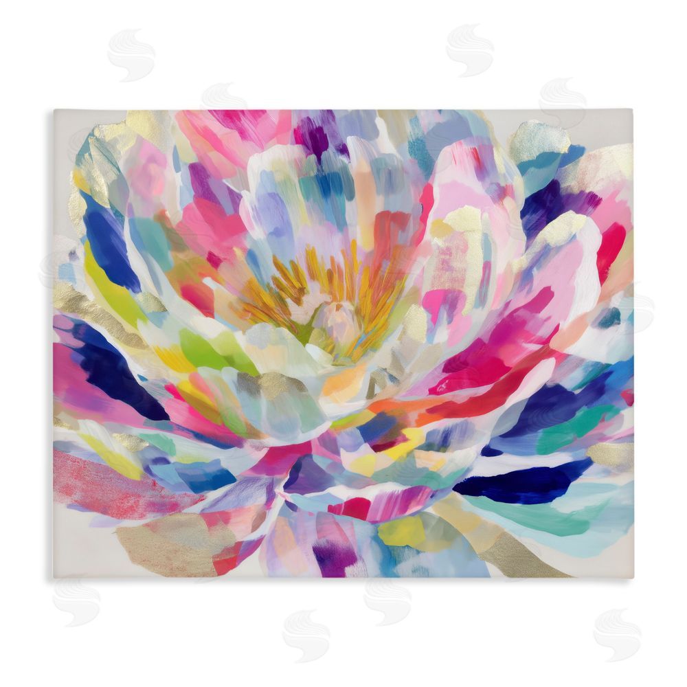 Chromatic Storm Studio Dahlia in Pink & Blue Stretched Canvas Wall Art