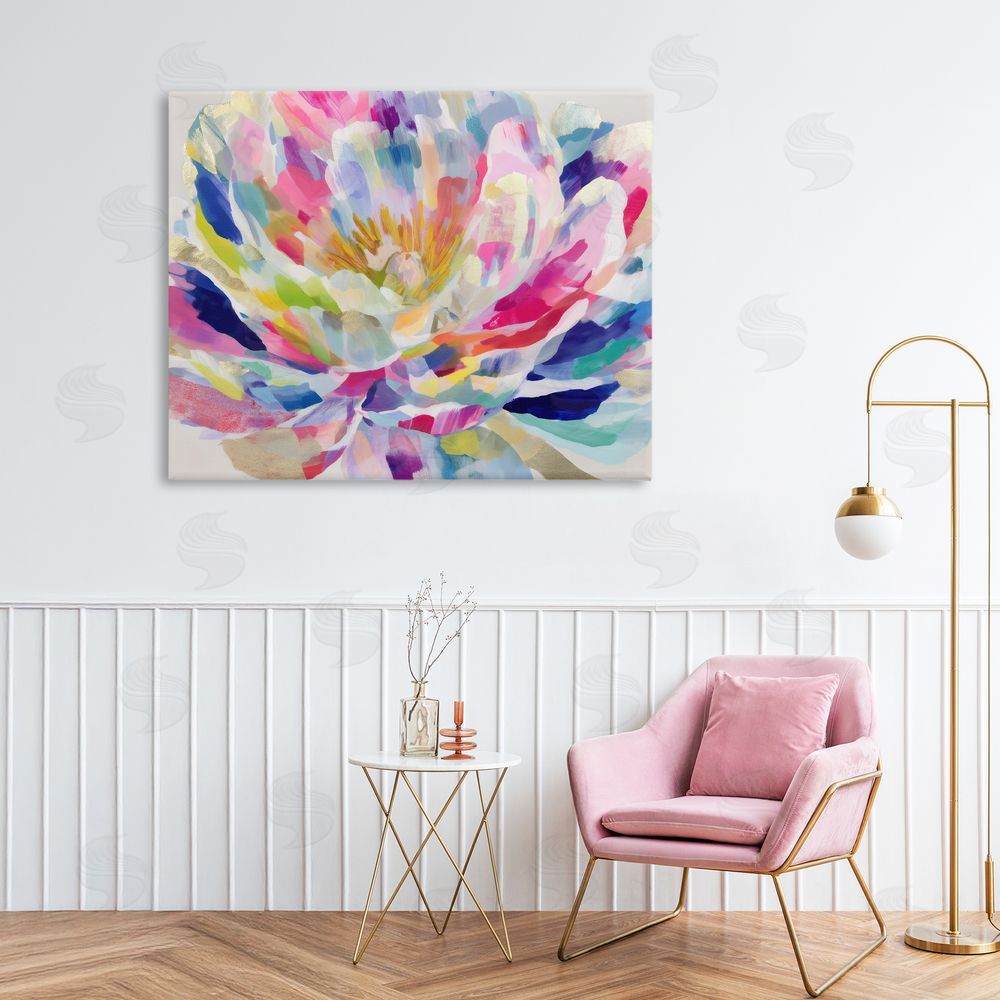 Chromatic Storm Studio Dahlia in Pink & Blue Stretched Canvas Wall Art in Room