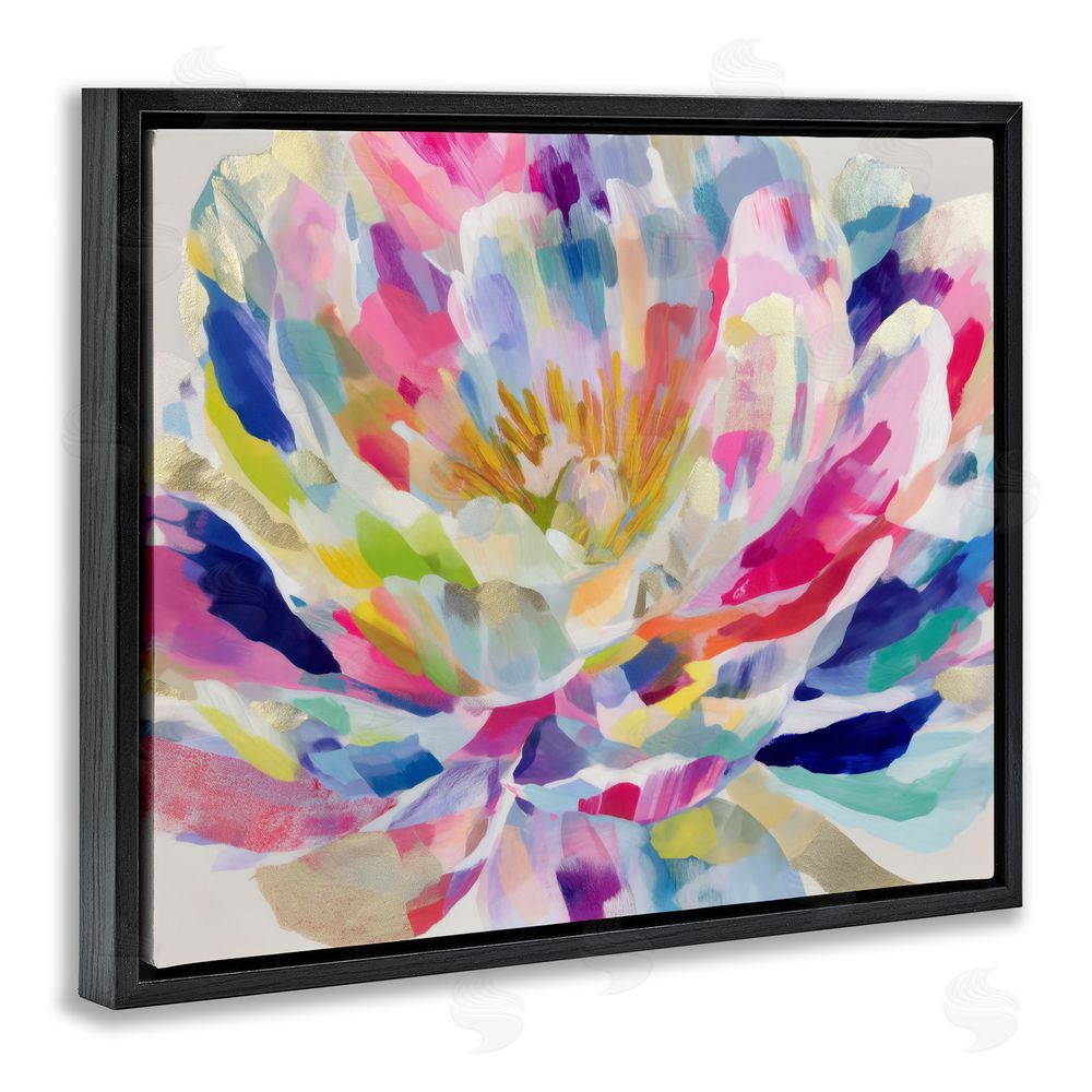 Chromatic Storm Studio Dahlia in Pink & Blue Black Floating Frame Canvas Wall Art Print