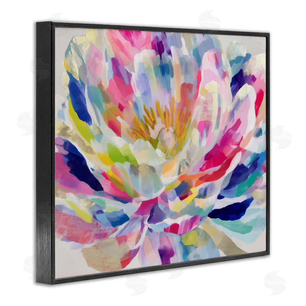 Chromatic Storm Studio Dahlia in Pink & Blue Black Framed Giclee Wall Art Print