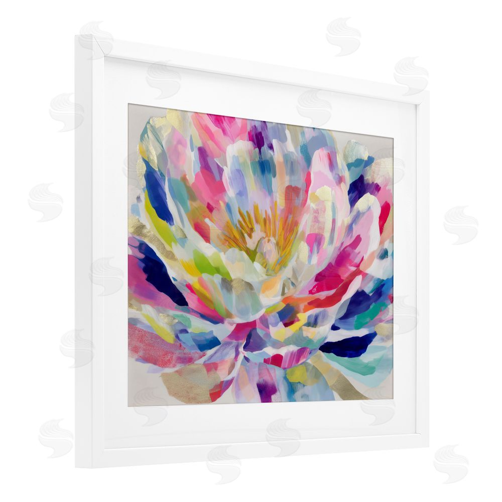 Chromatic Storm Studio Dahlia in Pink & Blue White Framed Print Under Glass Wall Art