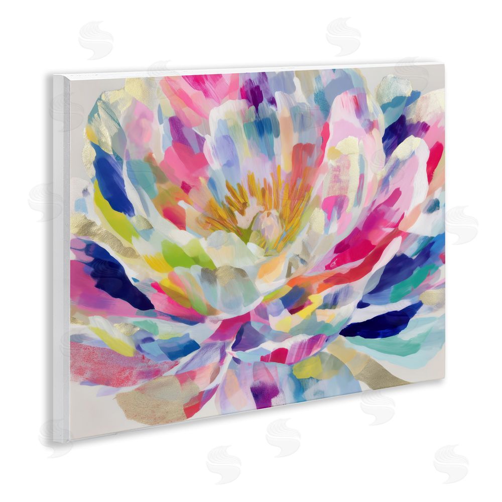 Chromatic Storm Studio Dahlia in Pink & Blue Wall Plaque with Fixed Lithograph Print