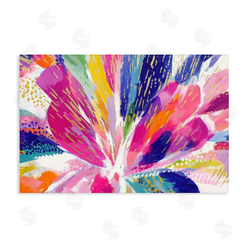 Chromatic Storm Studio Flower Burst in Vibrant Tones Stretched Canvas Wall Art