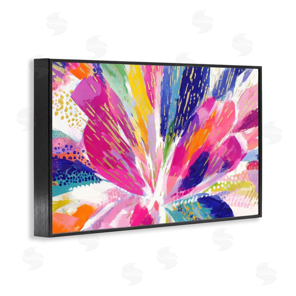 Chromatic Storm Studio Flower Burst in Vibrant Tones Black Framed Giclee Wall Art