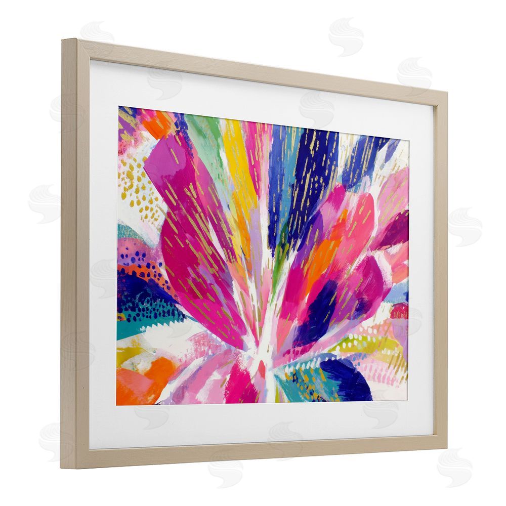 Chromatic Storm Studio Flower Burst in Vibrant Tones Brown Framed Print Under Glass Wall Art
