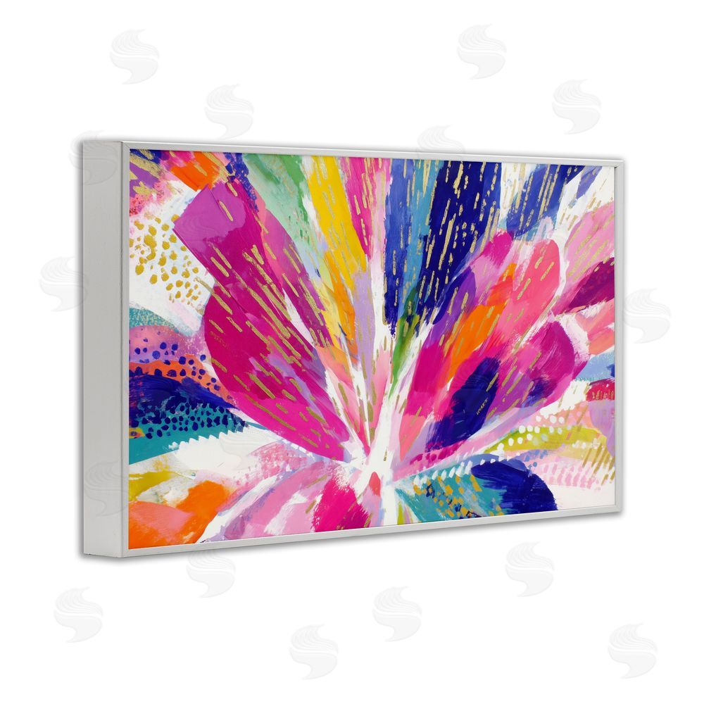 Chromatic Storm Studio Flower Burst in Vibrant Tones White Framed Giclee Wall Art
