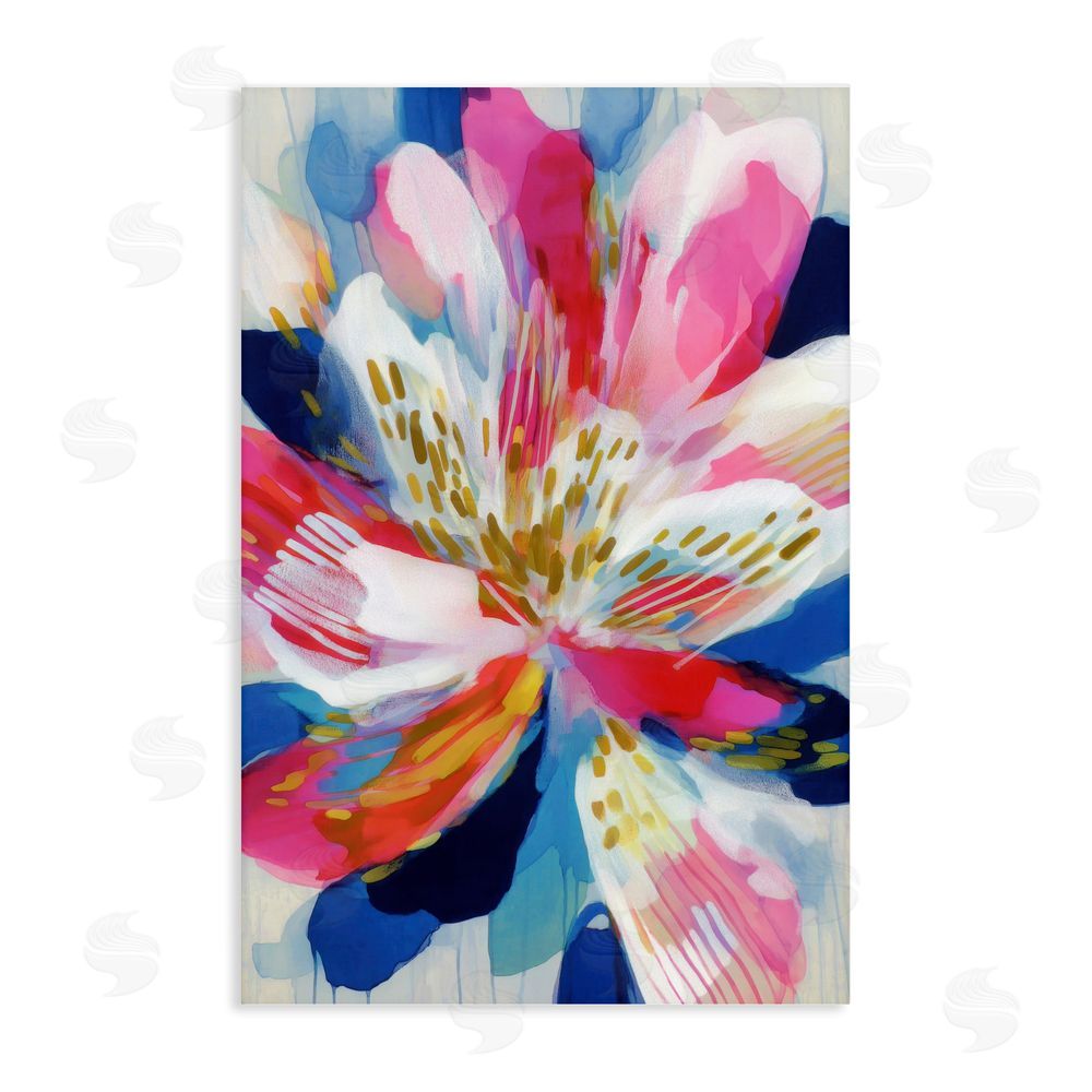 Chromatic Storm Studio Lily In Pink & Blue Stretched Canvas Wall Art