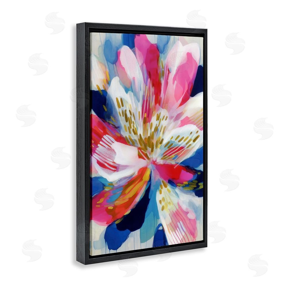 Chromatic Storm Studio Lily In Pink & Blue Black Floating Framed Canvas Wall Art