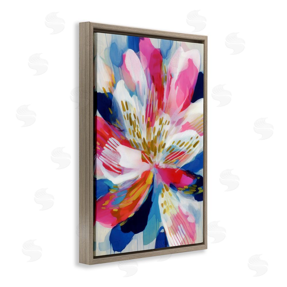 Chromatic Storm Studio Lily In Pink & Blue Brown Floating Framed Canvas Wall Art
