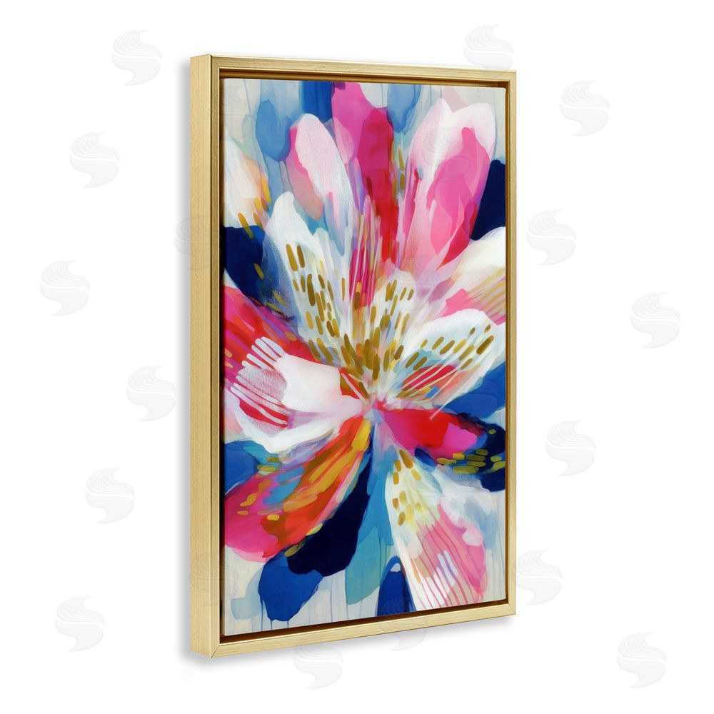 Chromatic Storm Studio Lily In Pink & Blue Gold Floating Framed Canvas Wall Art