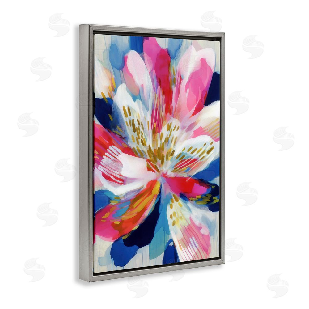Chromatic Storm Studio Lily In Pink & Blue Gray Floating Framed Canvas Wall Art