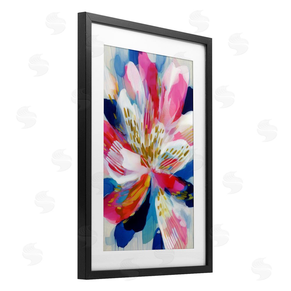 Chromatic Storm Studio Lily In Pink & Blue Black Framed Print Under Glass Wall Art