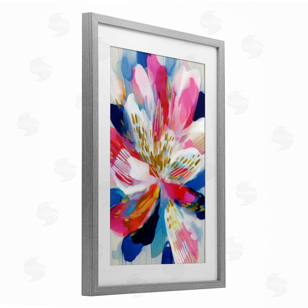 Chromatic Storm Studio Lily In Pink & Blue Gray Framed Print Under Glass Wall Art