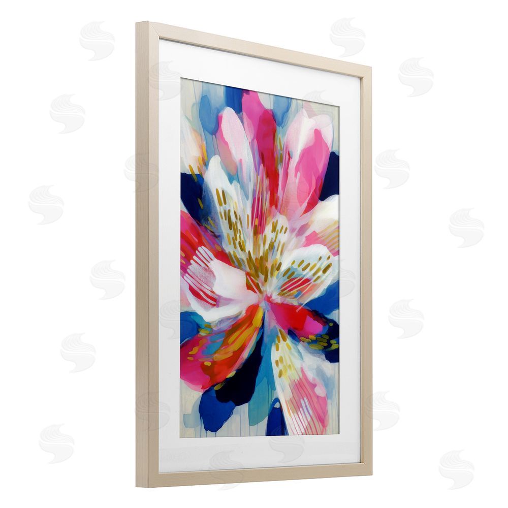 Chromatic Storm Studio Lily In Pink & Blue Brown Framed Print Under Glass Wall Art